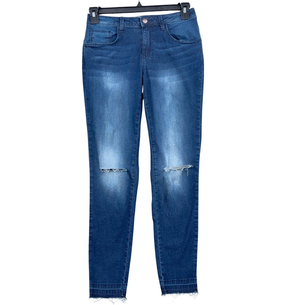 Bongo Jegging Women M Cotton Blend Blue Distressed Raw Hem Skinny Jeans